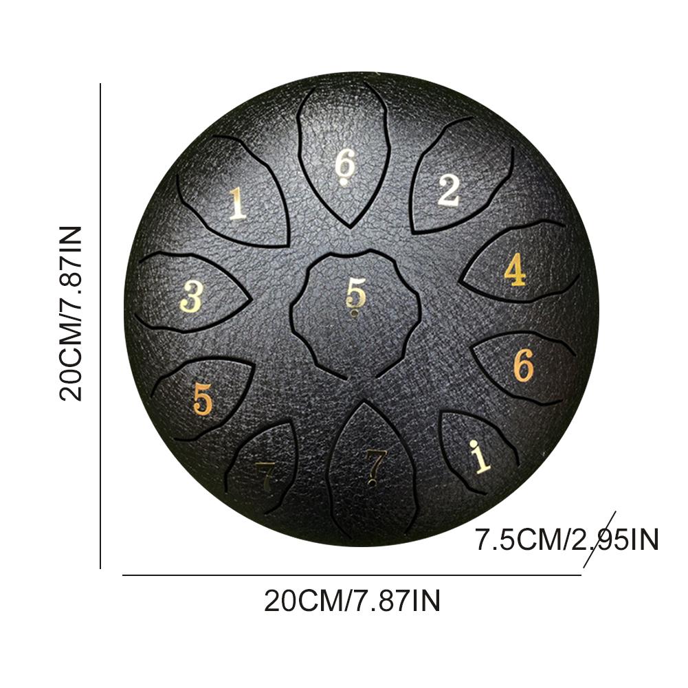 8palcový ruční buben Handpan s 11 tóny, paličkami, taškou, trsátky na prsty, samolepkami, dešťovým bubnem, nástrojem, tón F, pro meditaci a jógu