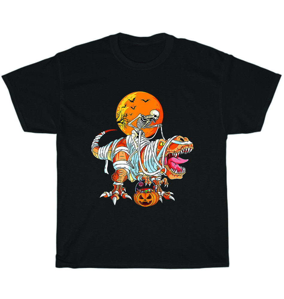Skeleton Riding Mummy Dinosaur Halloween Party Ghost Pumpkin T-Shirt Unisex Gift S разноцветный