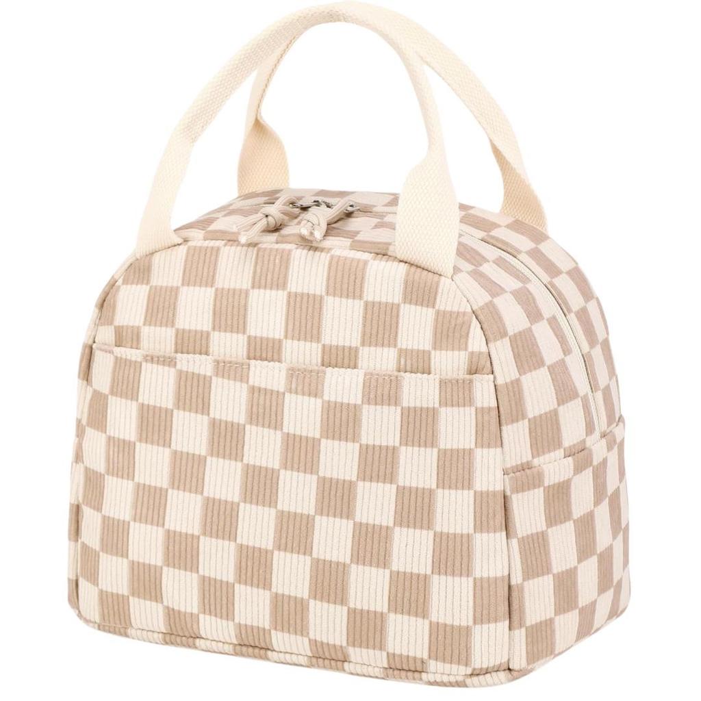 Corduroy Strawberry Ice Pack Insulated Lunch Bag - Large Capacity for Travel, Business, or Picnic
