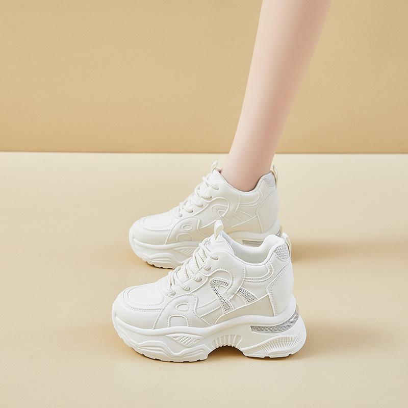 

Women s shoes autumn platform shoes small inner height increase muffin casual sports shoes leather surface versatile travel 35 бежевый
