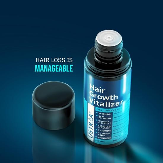 Ustraa Hair Growth Vitalizer - 100ml - Anti Hair Fall Shampoo 250ml - Clinically Tested To Reduce Hairfall by 64% & Ayurvedic Hair Oil 200ml