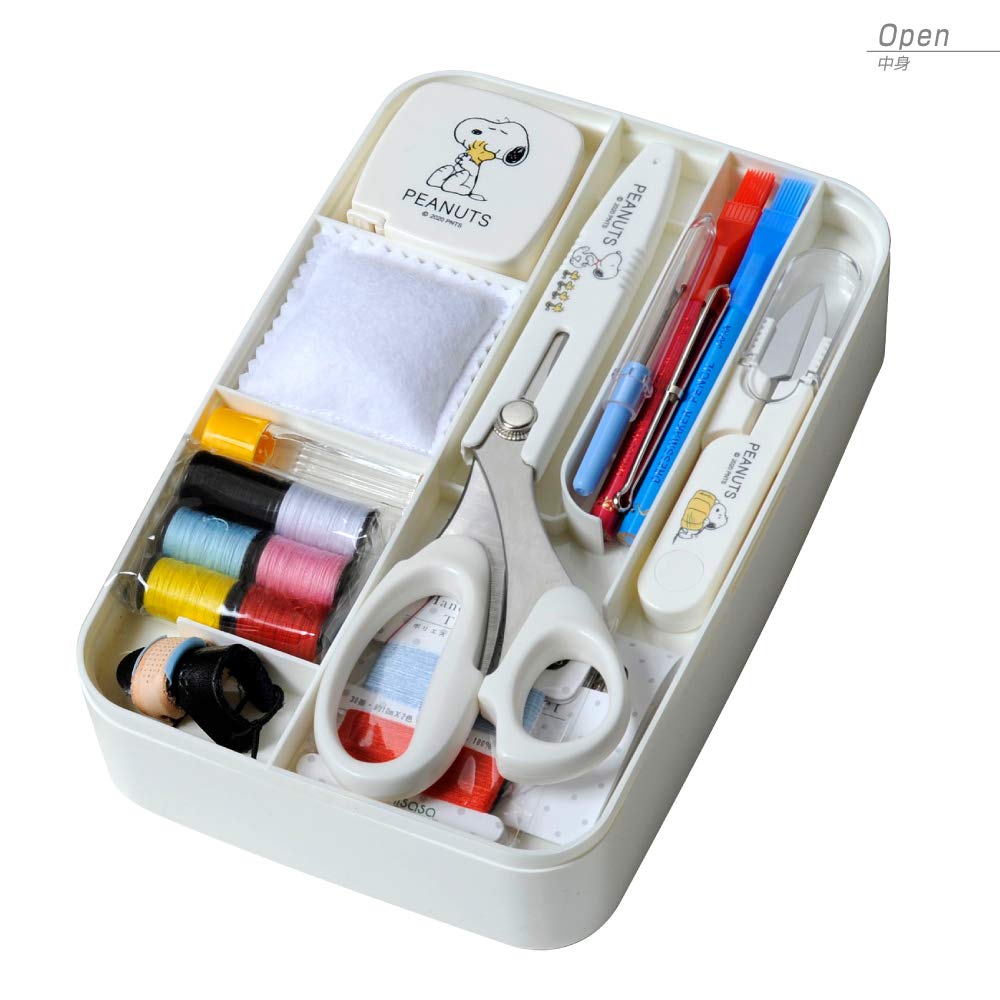 Sewing Set Snoopy Thin Type Elementary School Boys Girls Sewing Tools Sewing Box Sewing Box Sewing Set White/Misasa NO,8559
