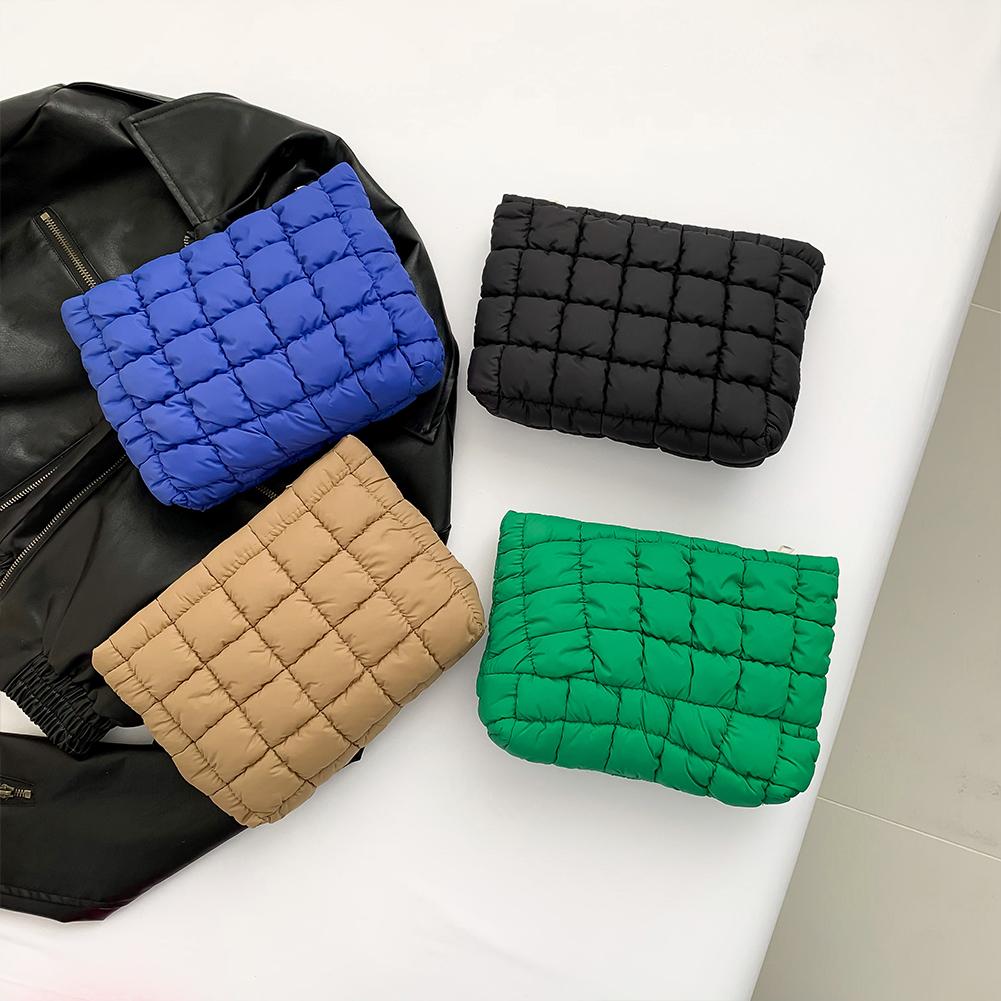 Winter Puffer Mini Storage Bag Quilted Padded Nylon Cosmetic Bag Down Cotton Travel Toiletry Bag Puffy Square Small Makeup Pouch