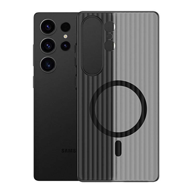 

Подходит для чехла для телефона Samsung S25 Ultra с гофрированным узором S24plus Магнитные металлические кнопки без пожелтения Galaxy S24 Ultra