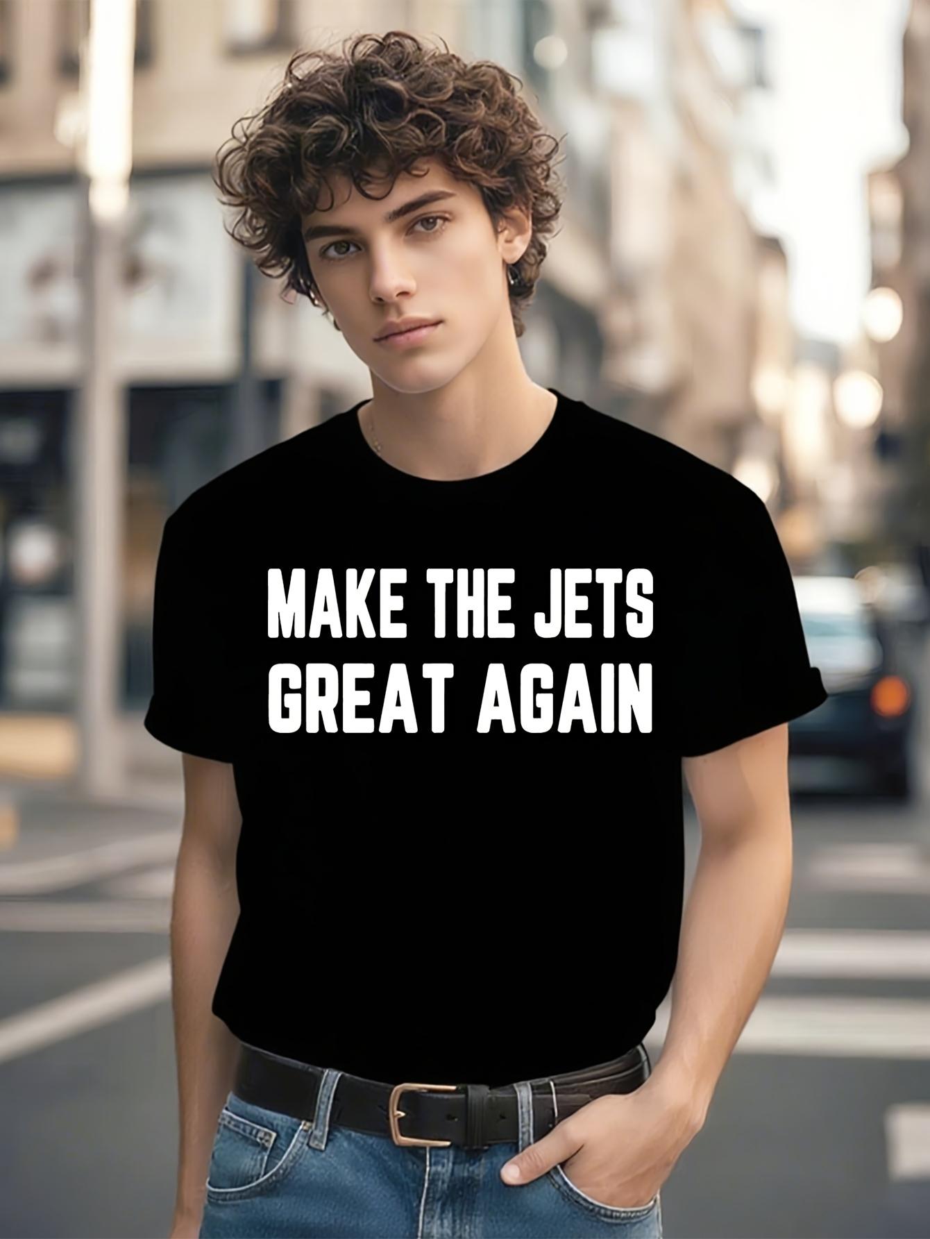 Plus Size Make The Jets Great Again Graphic T-shirt - Black with White Text XL