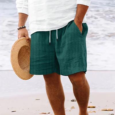 Tethered Cotton and Linen Shorts for Men's Beach Pants
