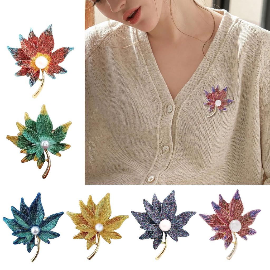 Elegant Maple Leaf Brooch With Secure Closure Clothing Fastener For Women Fashion Jewelry Party Garment Accessories