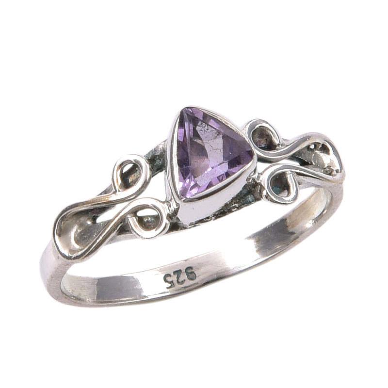 Natural Pink Amethyst Gemstone Handmade 925 Sterling Silver Gift Ring S.6 z0F48
