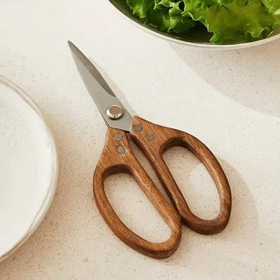 Heavy Duty Stainless Steel Kitchen Scissors Multipurpose Food Shears for Meat, Poultry Bones with Acacia Wood Handle