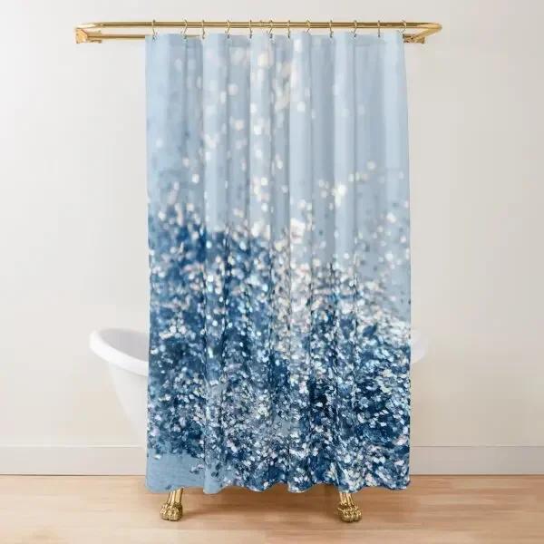 Gold Glitzer Glam Duschvorhang, goldfarbener Funkelnder Glänzender Kunst Badevorhang, Polyester Waschbares Badezimmer Vorhänge Set mit Haken