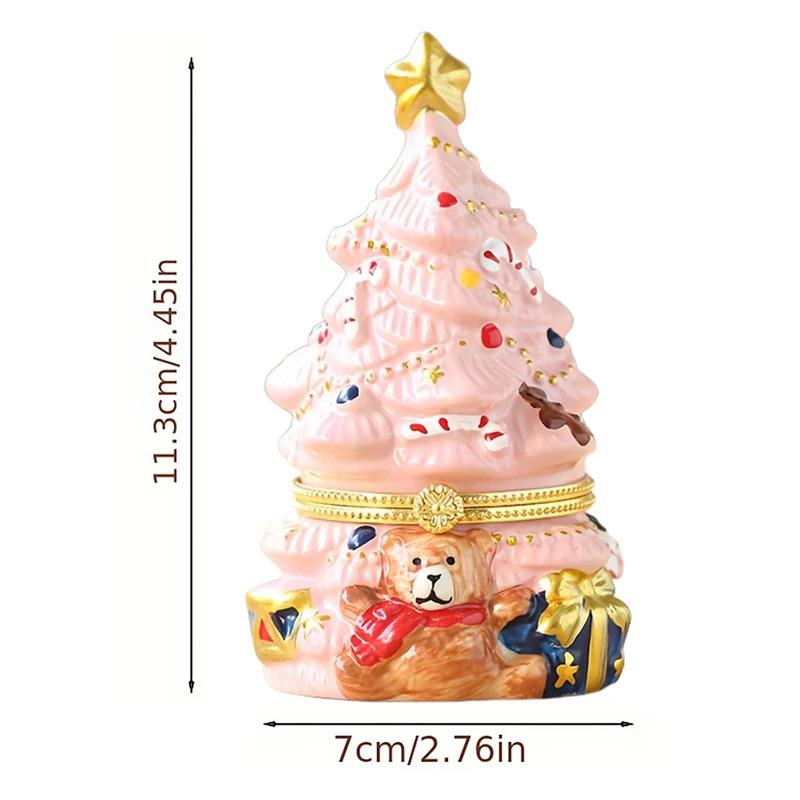 Christmas Tree Jewelry Trinket Box Fine Craftsmanship Creative Treasure Case Candy Box Suitable for Holiday Parties Desk