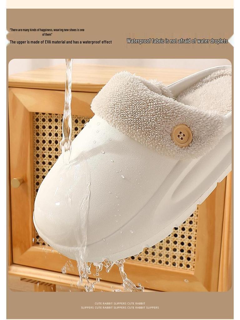 2025 Women's Fuzzy Outdoor Slippers: Autumn/Winter Detachable Closed-Toe Comfort Cotton Shoes