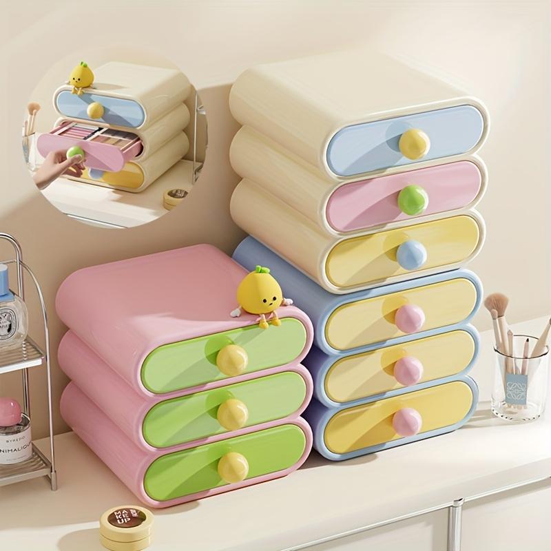 Desktop Storage Box Organizer Drawer Stackable Large Capacity Sundry Container Jewelry Case Cosmetic Makeups Dressing Home Desktop Organization