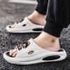 Summer Internet Celebrity Couple Funny One-word Drag Outside Wear Stepping Shit Feeling Soft Bottom Cartoon Cool Slippers Slippers