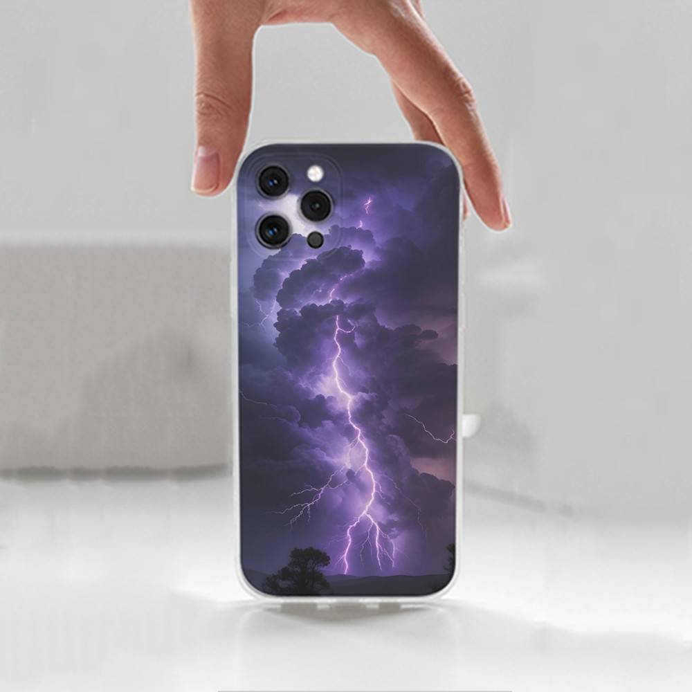 T-Thunderbolt L-Lightning Case For iPhone X,XS,SE,12,15,Pro,17,Plus,11,Max,13,XR,14,16,Mini,Transparent Soft Cover
