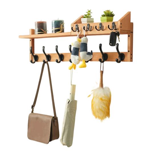 Appendiabiti da Parete con Mensola Mensola da Parete Rustica in Legno con 11 Ganci Porta Posta Organizzatore 4-in-1 per Ingresso Porta Chiavi per Soggiorno Camera da Letto