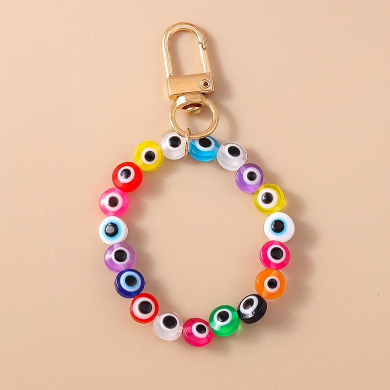 Bohemia Turkish Lucky Evil Eye Keychain Handmade Beadbed Bracelet Key Ring for Women Girls Handbag Pendants DIY Jewelry Gifts