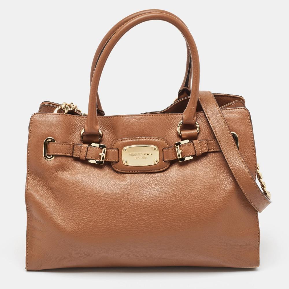 

Кожаная сумка-тоут Michael Kors Hamilton коричневого цвета