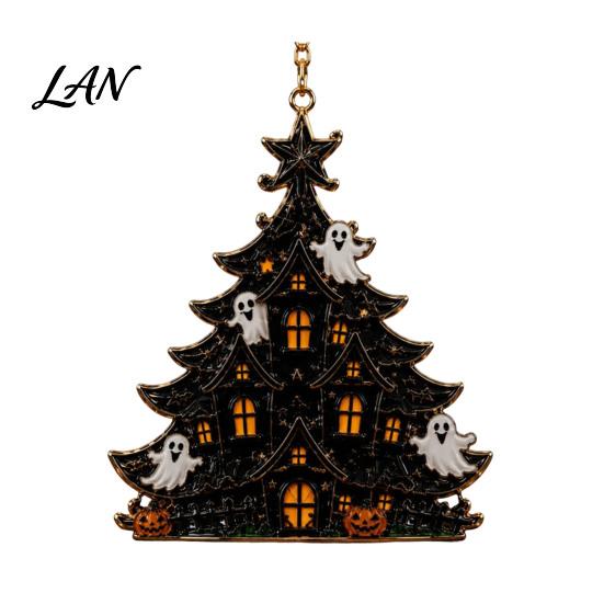 Small Halloween Gifts for Kids Tree Acrylic Hanging Ornament, Pumpkin Ghost Skull Seasonal Trick or Treat Party Supplies Decor, Spooky Pendant
