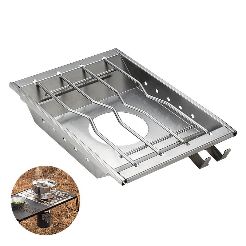 Campingmoon Folding Silver Stainless Steel Camp Stove Rack Toaster Outdoor Cooking Gas Stove Grill Rack Toaster