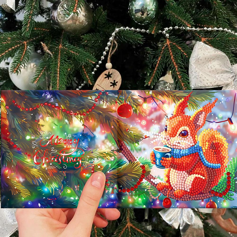 12Pcs Christmas Special Shape Bird Diamond Handmade Card Rhinestone Painting Card Kit Diamond Daily Wish Card for Adults