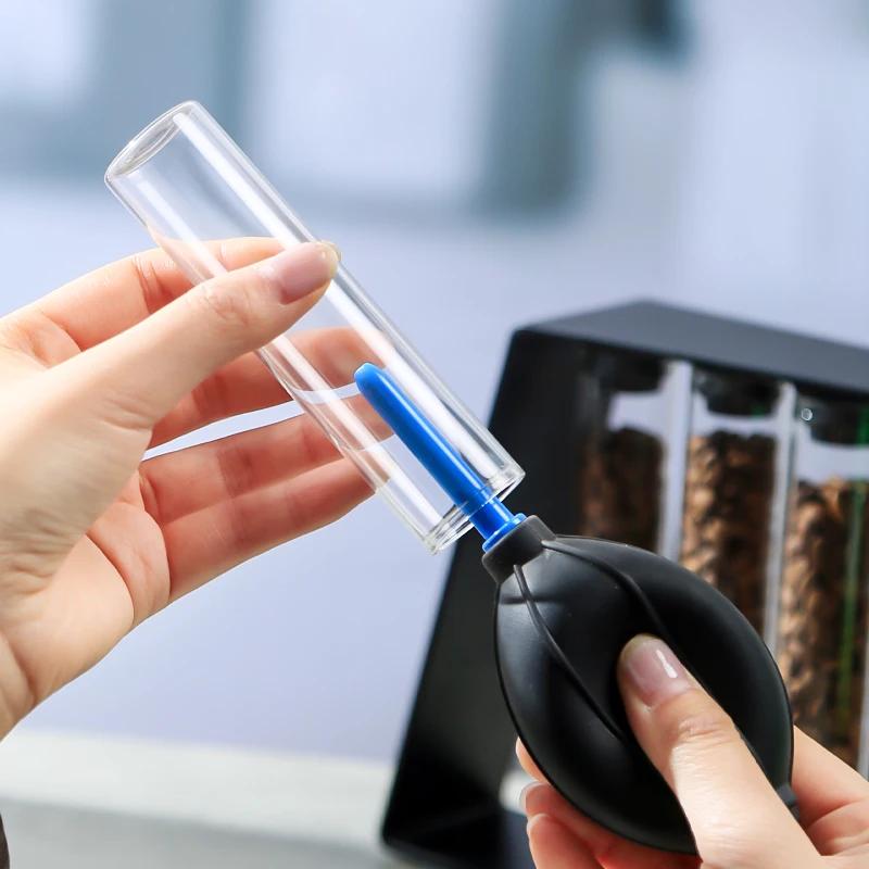 Magnetic Coffee Bean Storage Tubes with Rack, Airtight Espresso Accessories Glass Organizer for Kitchen&Cafe/Commercial Use