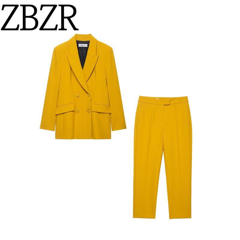Za New Fall Women's Clothing 2025 Fashion with Padded Shoulder Double Breasted Suit Outwear Pants 8765656 8145656