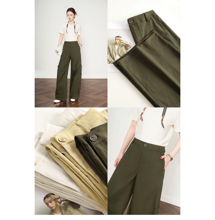 Women's Khaki High-Waist Loose Wide-Leg Banana Pants - Spring/Autumn 2026 Plus Size Casual