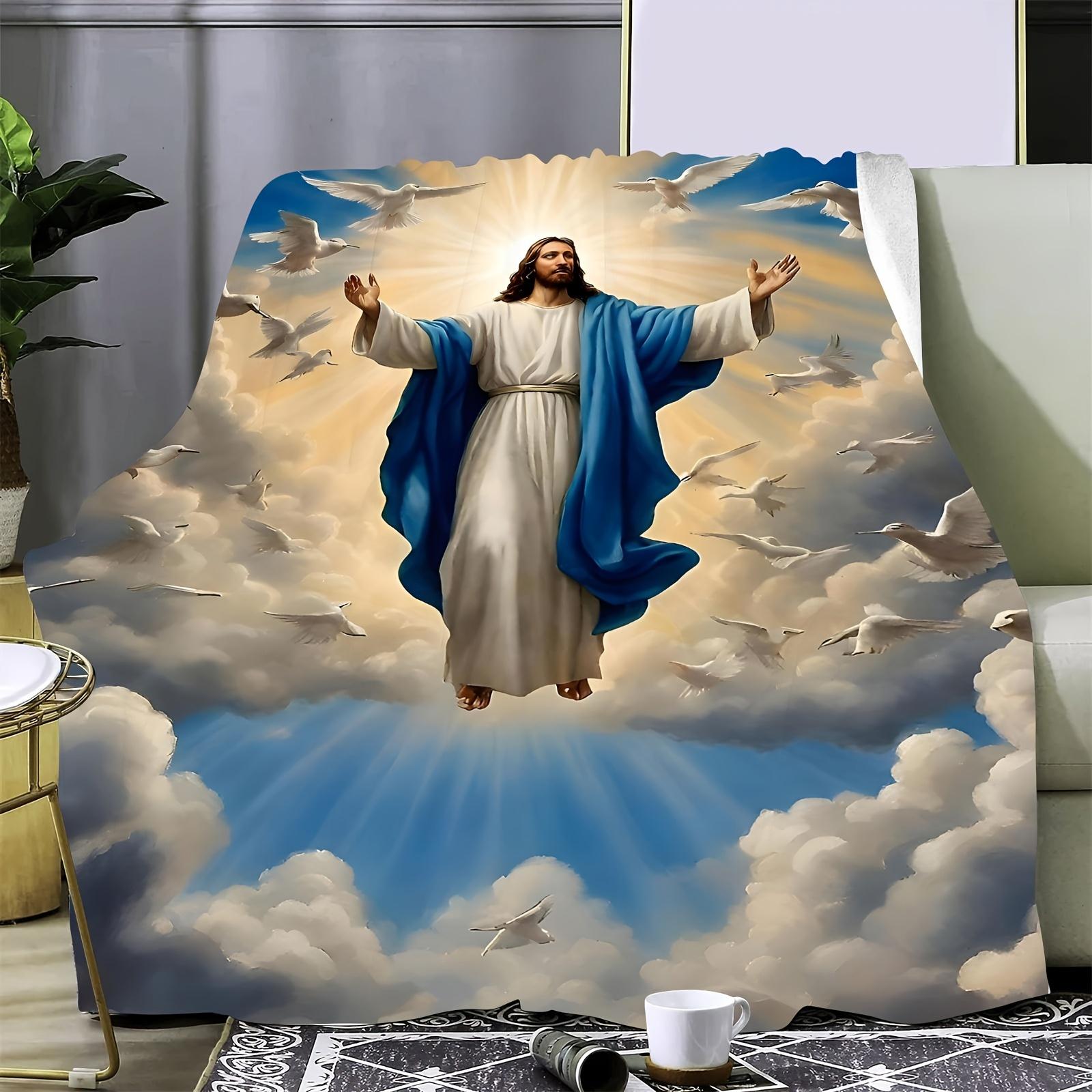 

Ultra-Soft Jesus-Inspired Flannel Throw Blanket - HD Print, Versatile for Sofa & Bedroom, Perfect Gift Idea, All-Season Comfort 70x100cm