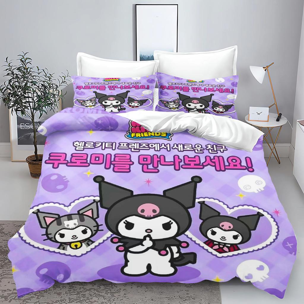 Kuromi My Melody Sanrio Series Printed Bedroom Bedding Set Duvet Cover Christmas Gifts Comforte Cartoon With Pillowcase