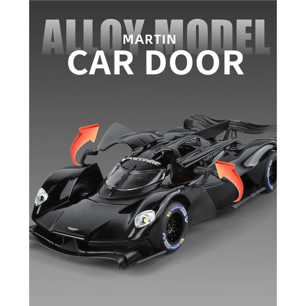 1/24 Aston Martin Valkyrie Spider Supercar Alloy Car Model Sound and Light Pull Back Children's Toy Collectibles Birthday Gift