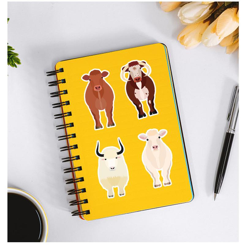 50 Pcsset Cartoon Animal Cattle Cow Stickers Kawaii Laptop Guitar Luggage Fridge Phone Case Graffiti Sticker Decal