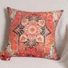 4 Pcs Double Sided Red Persian Kilim Cushion Covers, Bohemian Tribal Vintage Rug Print Throw Pillow Cases (No Inserts)