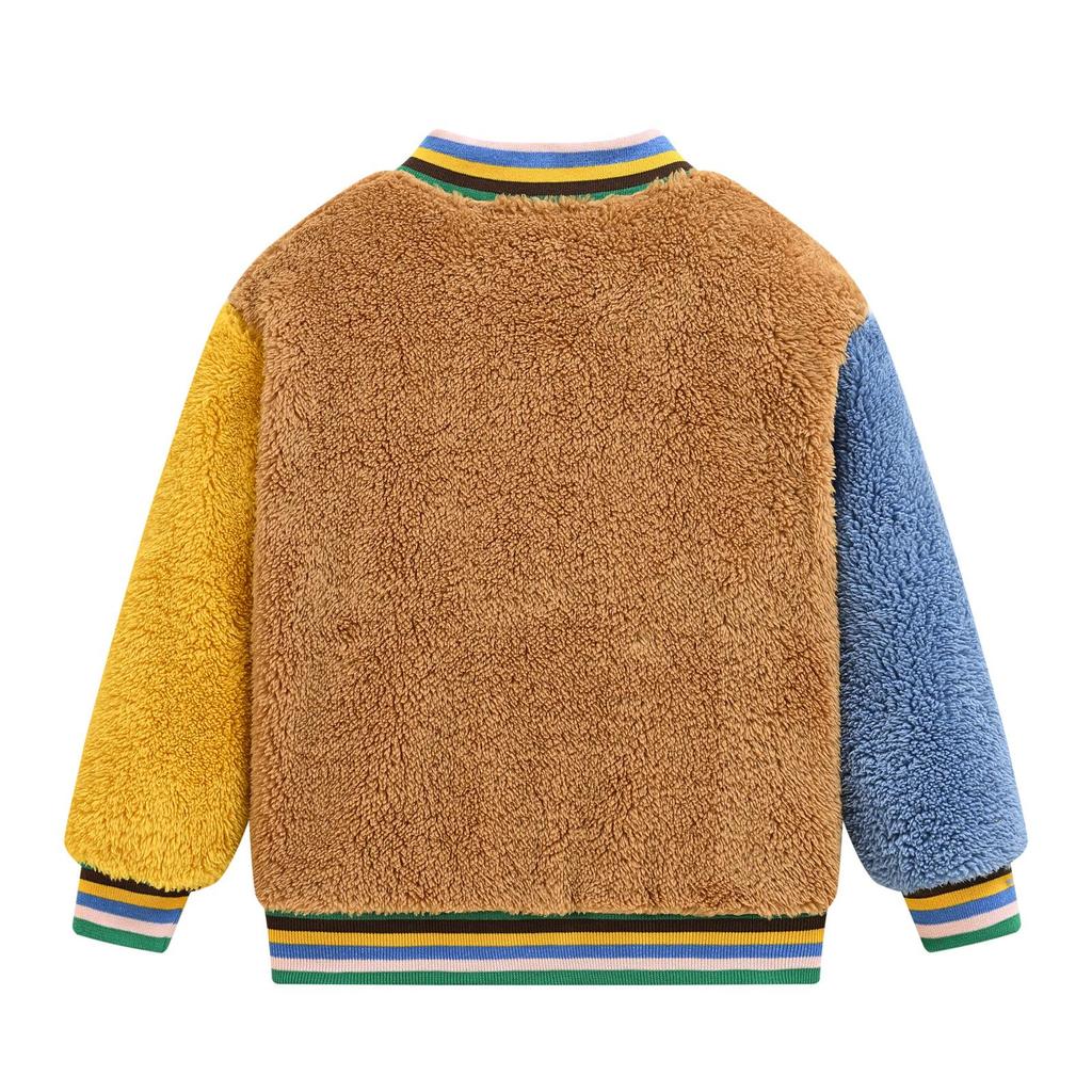 Fleece Children's Jackets Splicing Sleeve Cute Warm Fleece Boys and Girls Casual Sweater Warm Coat