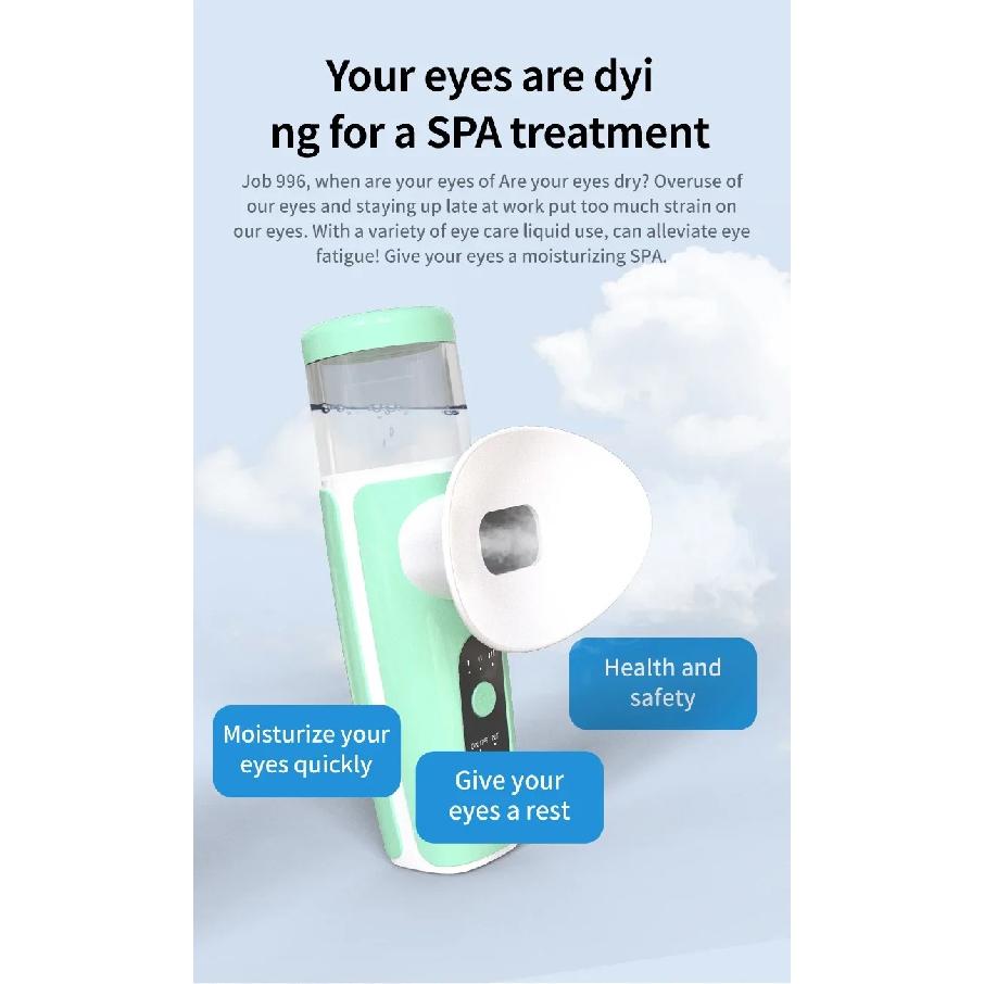 Eye Steamer for Dry Eye - Portable Heated USB Nano Eye Mist Sprayer with Warm Compress for Dry Eyes & Stye Relief