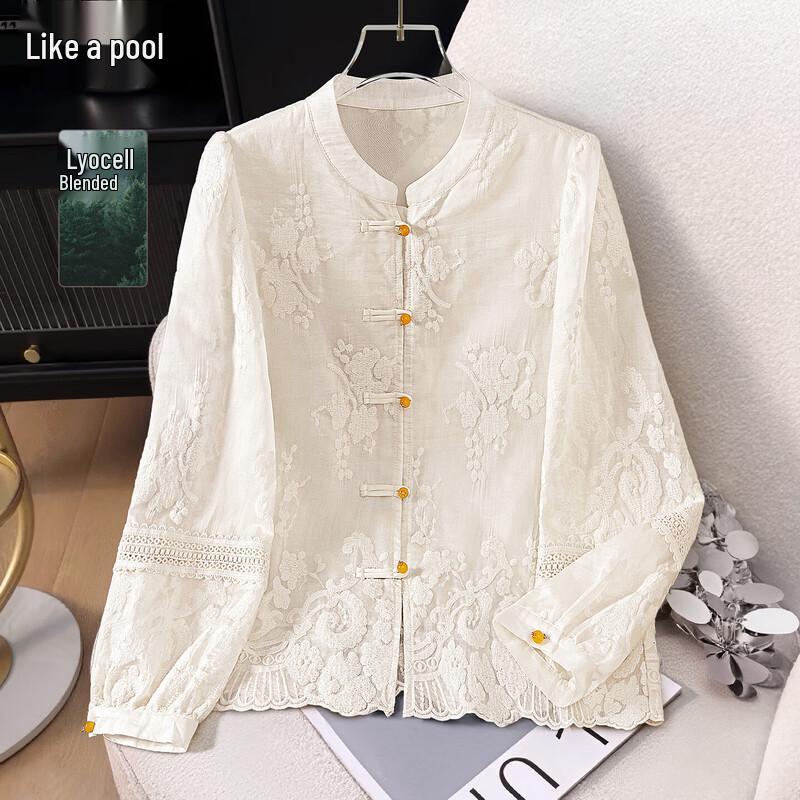 

Women s New Chinese Style Embroidered Lyocell Stand Collar Shirt S