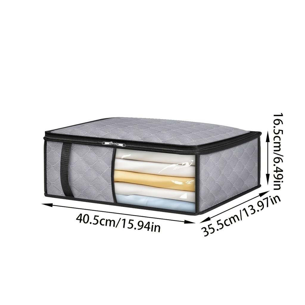 Clothes Storage Bags Foldable Blanket Storage Bag with Transparent Window and Handle Underbed Quilt Bag for Home Clothes Quilts