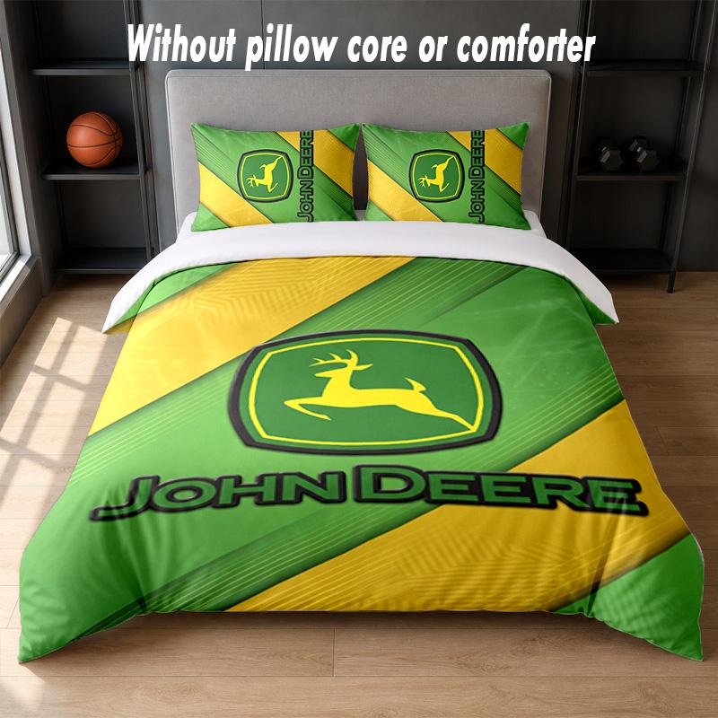 John Deere Design Bed Bedding Set 1 Duvet Cover + 2 Pillowcases Soft Breathable Household Bed Linens
