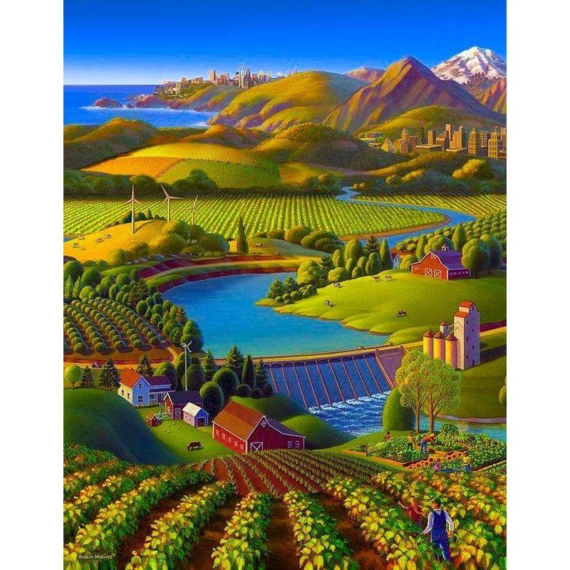 Diamond Embroidery Houses Landscape Mosaic Cross Stitch 5D DIY Diamond Painting Craft Kit Home Decoration 40x50cm