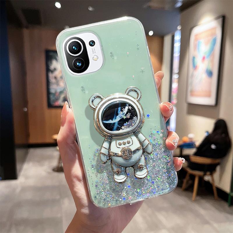 

Чехол-держатель Mi11lite Quicksand Astronaut для Xiaomi Mi 11 Lite 5g Ne 13 12 10t 11t 12t Pro 13lite 10 11i, силиконовый чехол-подставка for mi 12 lite