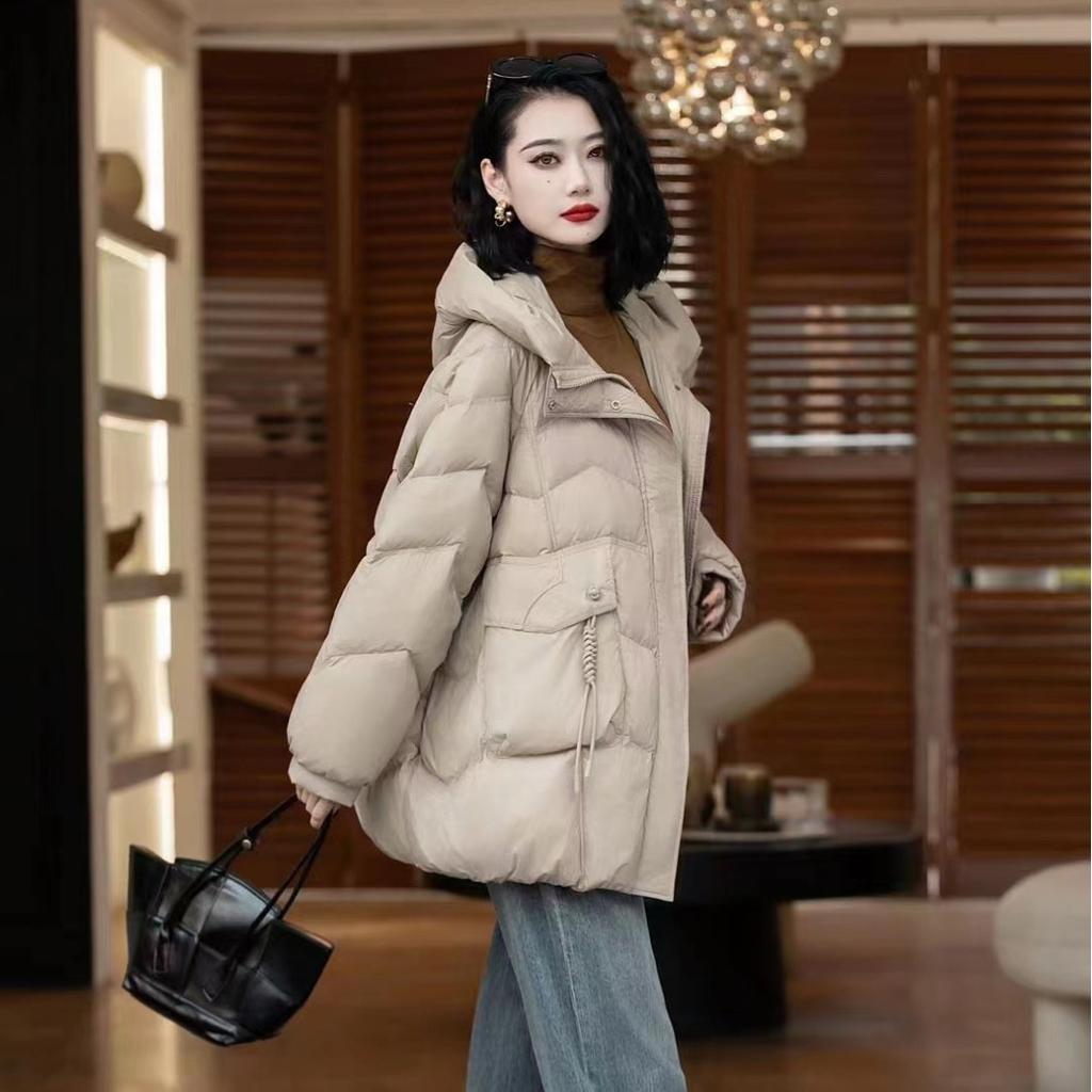 Down Jacket Hooded Autumn Winter Loose Puffer Coat Women Large Size Overcoat Thicken Parkas