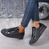 2025 Spring New Arrival Plus Size Lace-Up Women's Shoes Sequin-Embellished Round-Toe Casual Flats