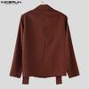INCERUN Autumn Men Notched Lapel Long Sleeve Oversized Casual Thin Blazer Coats