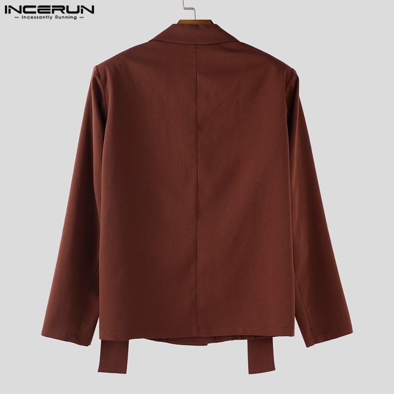INCERUN Autumn Men Notched Lapel Long Sleeve Oversized Casual Thin Blazer Coats