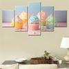 5 Pieces Canvas Wall Arts Poster Painting Food Colorful Ice Cream Cupcakes WallpaperInterior Home Decor Morder Picture Printing