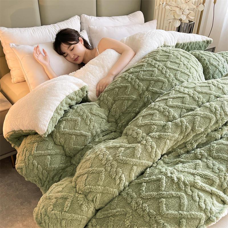 High-Quality Thickened Winter Warm Bed Blanket Artificial Lamb Cashmere Weighted Blankets Thicker Warmth Duvet Quilt Comforter