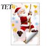 Removable Glass Stickers Christmas Window Cling, Santa Climbing Rope Sticker, Static Cling Clings PVC Tree Decal for Doors Windows Holiday Home Decor