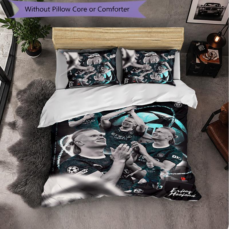 Biancheria da Letto a Tema Erling Haaland Set 3 Pezzi Copripiumino Biancheria da Letto Decorativa Per Stanza Adolescenti Decorazione Casa