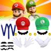 Sombrero de Sol Octogonal Oficial de Personaje Mario para Adulto, Gorra de Béisbol y Set de Accesorios
