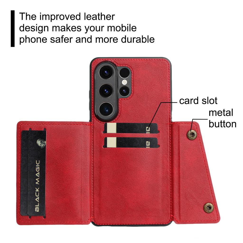 For Samsung Galaxy S26 Ultra Case with Card Slots Kickstand Leather + TPU Phone Cover